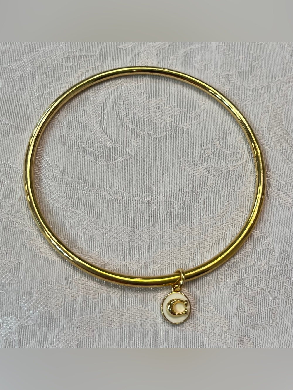 Coach Gold Tone Signature C Charm Bangle Bracelet